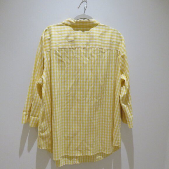 LAFAYETTE 148 Yellow White Gingham Tunic Shirt 2XL Preppy Old Money Yacht Coast - Picture 12 of 15